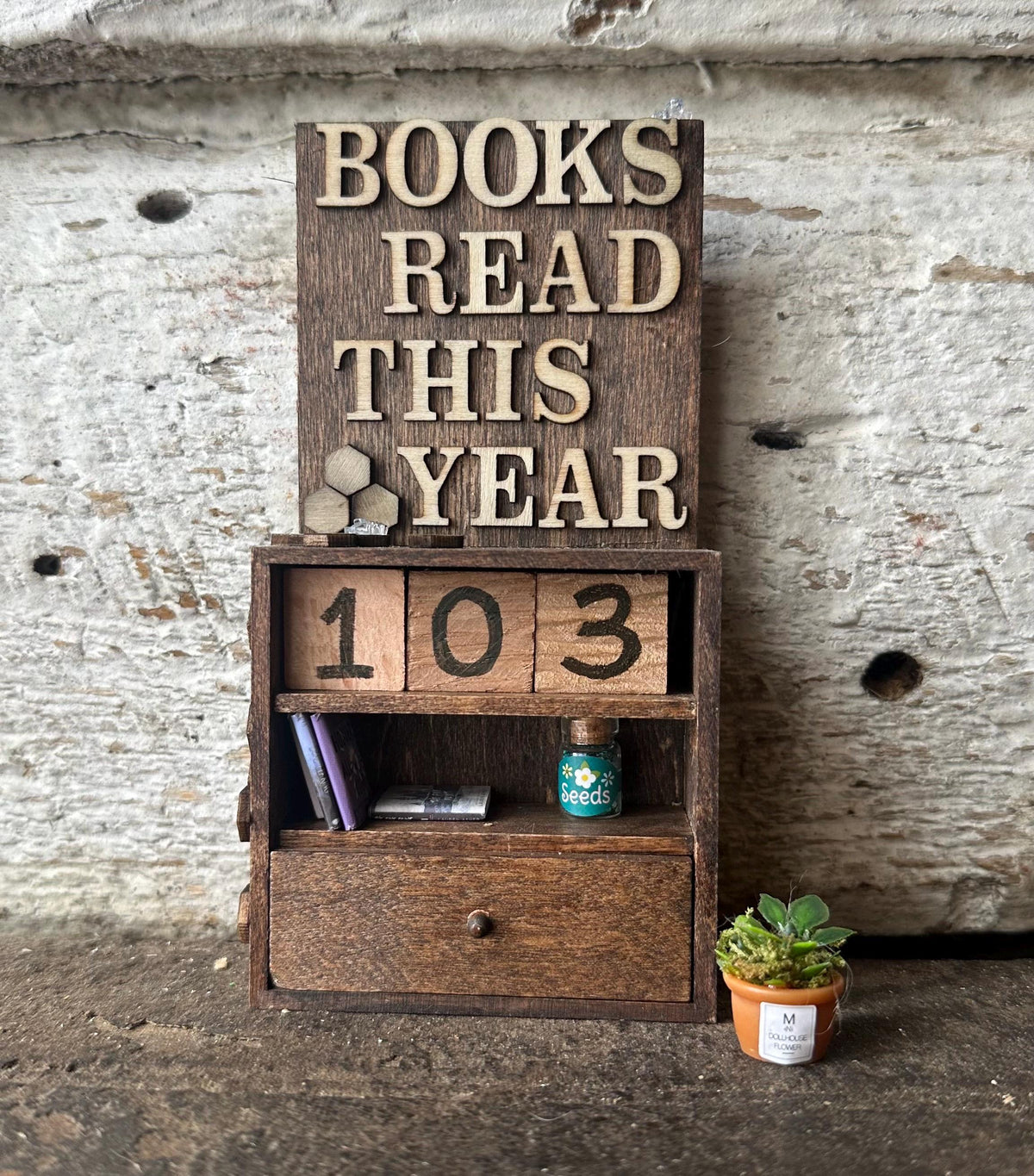 Rustic Book Counter