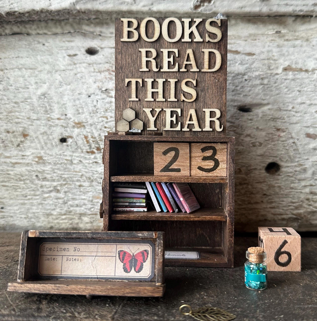 Rustic Book Counter