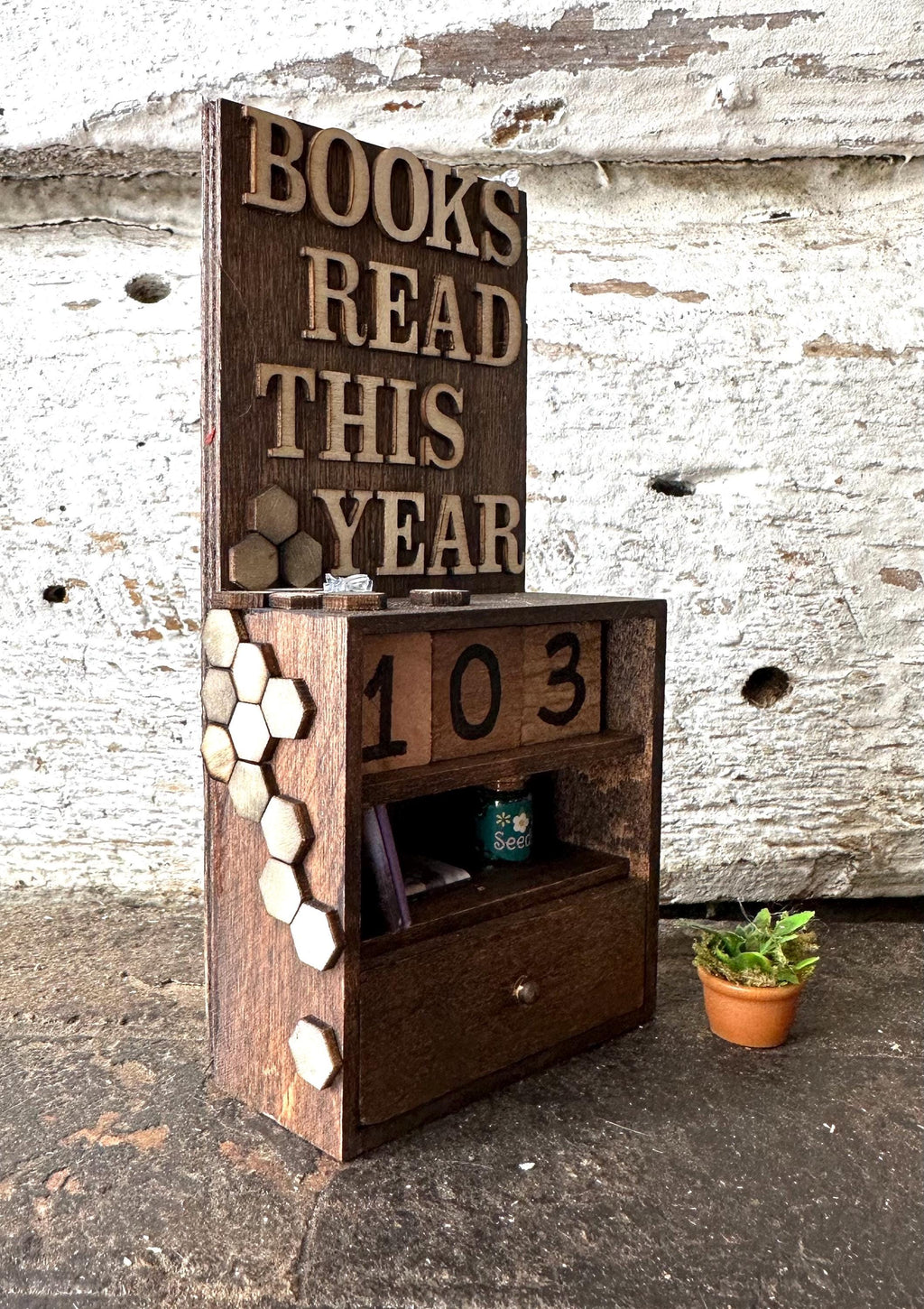 Rustic Book Counter